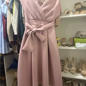 ASOS Pink Midi Wrap Dress with 3/4 Sleeves